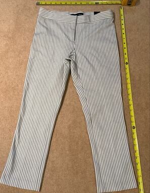 Amanda + Chelsea Blue White Striped Ankle Pants 4P NWT